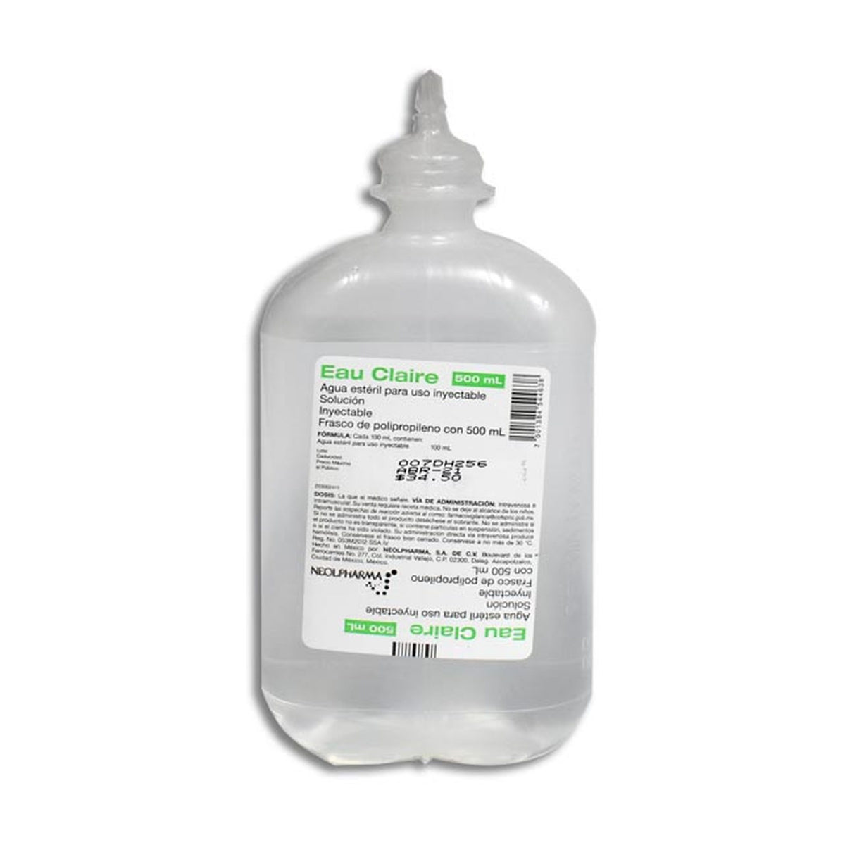 AGUA INYECTABLE 1 ENVASE 500 ML