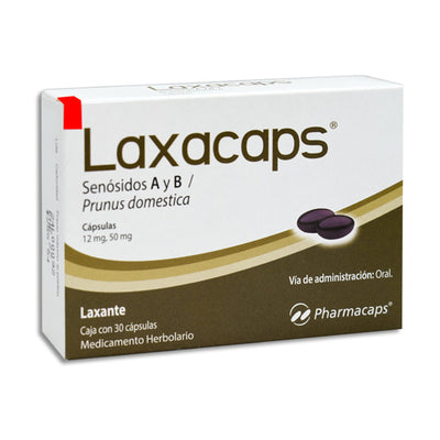 Laxacaps 12/50 gm Perlas C30 (Senosidos A y B / Prunus Domestica) Pharmacaps