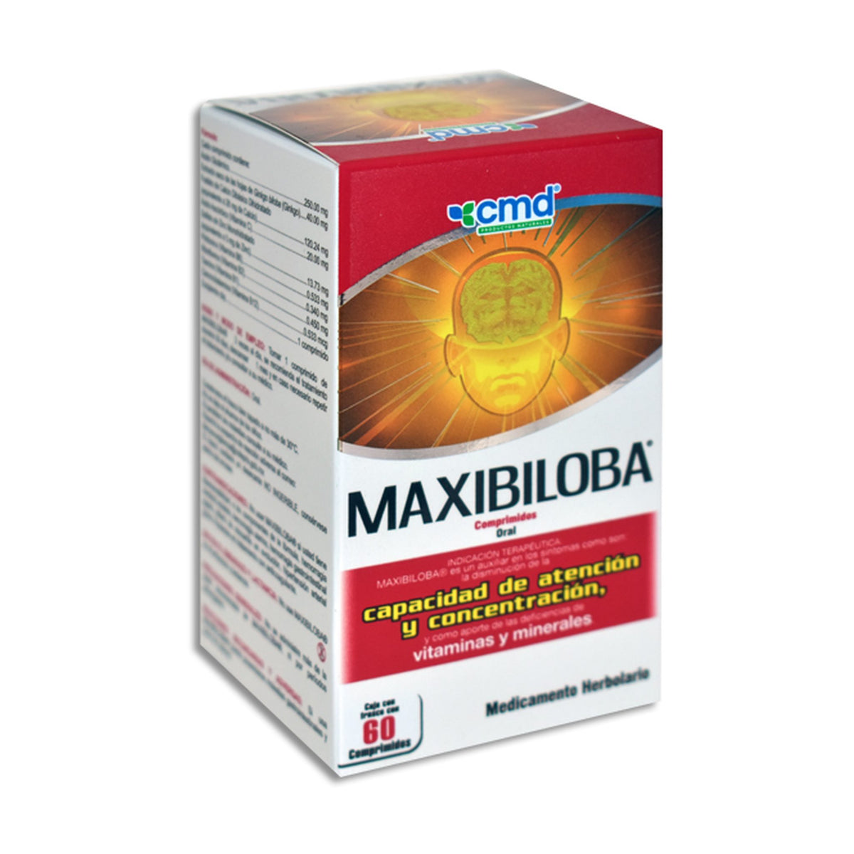Maxibiloba Comprimidos C60 (Vitamina B2, Zinc, Vitamina C, Acido Glutámico, Vitamina B1, Vitamina B6, Calcio, Vitamina B12, Ginko Biloba) CMD