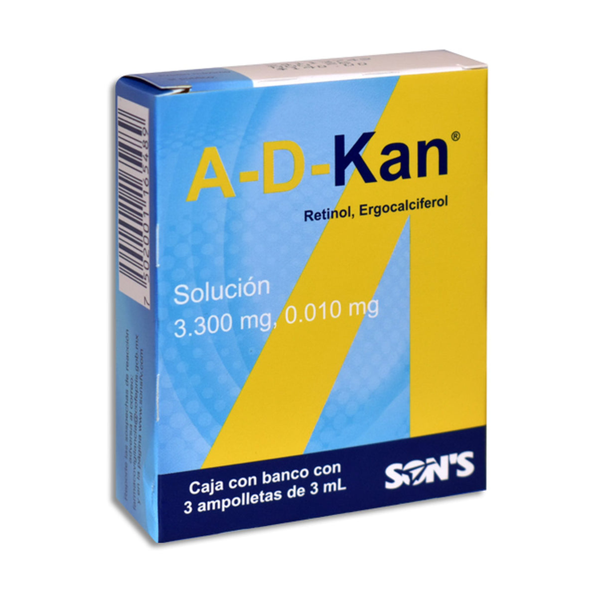 A-D-Kan 6000/400 UI Ampolletas C3 (Retinol / Ergocalciferol) Son’s