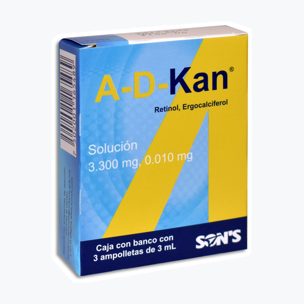 A-D-Kan 6000/400 UI Ampolletas C3 (Retinol / Ergocalciferol) Son’s